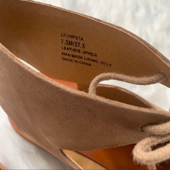 Lucky Brand Hipsta Open Toe Leather Wedge Sandals Tan Brown Size 7.5 - Picture 4 of 11